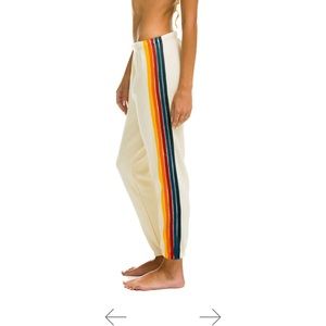 Aviator Nation - *BRAND NEW* 5 STRIPE SWEATPANTS - VINTAGE WHITE